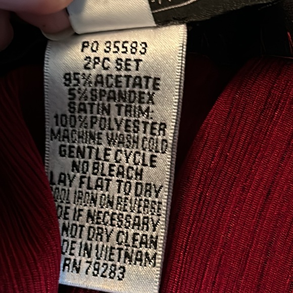 Alex Evenings open front jacket w/matching tank top maroon/black satin trim SP - Picture 10 of 11